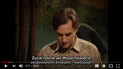 Mechanizm ewolucji bodaj najprzystpniej wyjania Richard Dawkins w cyklu piciu wykadów dla dzieci i modziey “Dorasta we wszechwiecie” w 1991 roku (Zrzut z ekranu z pierwszego wykadu z tego cyklu: https://www.youtube.com/watch?v=mxWceGYjRYg )