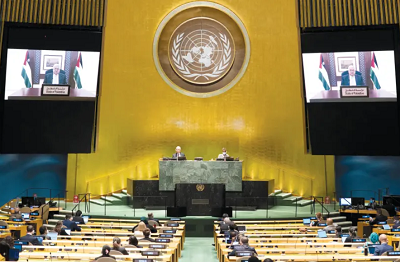 Palestyski prezydent, Mahmoud Abbas, przemawia zdalnie podczas 75. dorocznego Zgromadzenia Ogólnego ONZ – wrzesie 2020   (zdjcie: UNITED NATIONS/REUTERS)