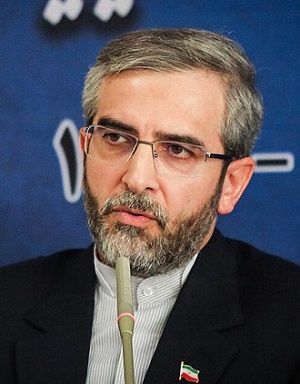 Pełniący obowiązki ministra spraw zagranicznych Iranu, Ali Bagheri Kani, który spotykał się 15 czerwca 2024 r. z liderem Liberalno-Demokratycznej Partii Rosji (LDPR) Leonidem Słuckim w Teheranie.(Źródło zdjęcia: Wikipedia)