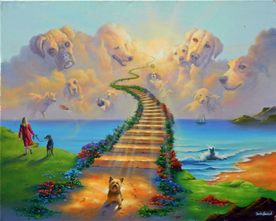 Wszystkie psy id do nieba, obraz Jima Warrena -  http://jimwarren.com/portfolio/all-dogs-go-to-heaven-3/