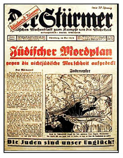 Okadka “Stürmera” z maja 1934 r., na której jest opowie o morderczym planie ydowskim wycelowanym we wszystkich nie-ydów, byaby dobr ilustracj tej czci Karty Hamasu.