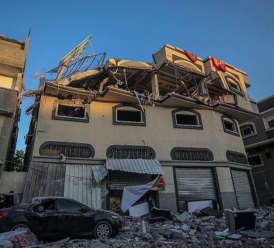 Budynek, w którym zgin przywódca Palestyskiego Islamskiego Dihadu, Baha Abu al-Ata.
