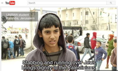 [Napis na ekranie: “Dganie noami i przejedanie ydów daje Palestyczykom godno”]Czego UNRWA dokonaa w Jerozolimie: z filmu dokumentalnego Center for Near East Policy Research [Kliknij YouTube</a> [polskie podpisy: https://www.youtube.com/watch?v=u1q5lMB9rYo ], eby zobaczy film]