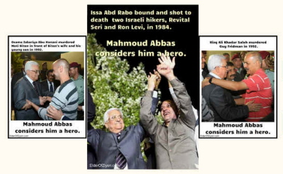 Zdjcia od lewej:Osama Zakarija Abu Hanani zamordowa Moti Bitona na oczach jego ony i maego syna w 1992 r. Mahmoud Abbas uwaa go za bohatera.Issa Abd Rabo zwiza i zastrzeli dwoje izraelskich turystów, Revital Seri i Rona Leviego w 1984 r. Mahmoud Abbas uwaa go za bohatera.Risk Ali Chadar Salah zamordowa Guya Fridmana w 1992 r. Mahmoud Abbas uwaa go za bohatera.