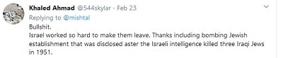 [Bzdury. Izrael pracowa tak ciko, by odeszli. Dziki wczeniu bombardowania przez ydowski establishment, co zostao ujawnione po tym, jak izraelski wywiad zabi trzech irackich ydów w 1951.]