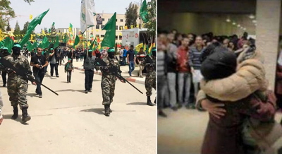 Po lewej: Zwolennicy Hamasu pokazani na zrzucie z ekranu z filmu wideo, jak maszerują podczas wiecu wyborczego do rady studenckiej na Uniwersytecie Bir Zeit w pobliżu Ramallah, 20 kwietnia 2015 r. Po prawej: Uniwersytet Kadoori wTulkarem zawiesił w tym miesiącu studenta, który publicznie uściskał swoją narzeczoną. Student został oskarżony o „nieskromne zachowanie” i czeka go sprawa dyscyplinarna.