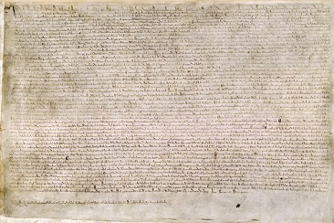 Ilustracja 10. The Magna Carta, napisana atramentem żelazowo-galusowym na pergaminie. The British Library.