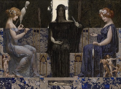 Trzy Mojry, Alexander Rothaug (1870-1946), obraz w domenie publicznej.