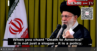 Kiedy skandujecie „mier Ameryce” to nie jest tylko haso, to nasza polityka – mówi Chamenei. (ródo: zrzut z ekranu wideo)