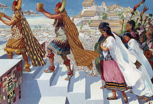 Montezuma… zabra ich dzieci, aby zoy ofiary swoim bokom. — Hernán Cortés, Drugi list do Karola V.